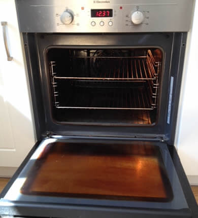 very dirty oven and glass door